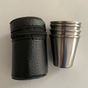 NWOT Stainless steel shot glasses (1 oz) with zippered storage case